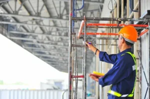 Scaffolding safety inspection at Brooklyn construction site