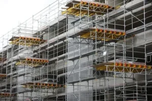 Scaffolding on a commercial building